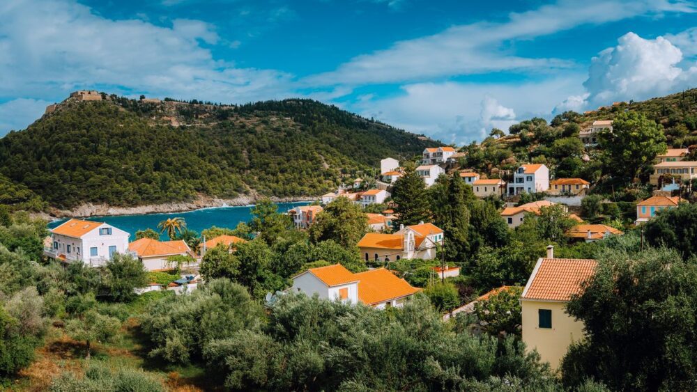 Assos vesnice na řeckém ostrově Kefalonia