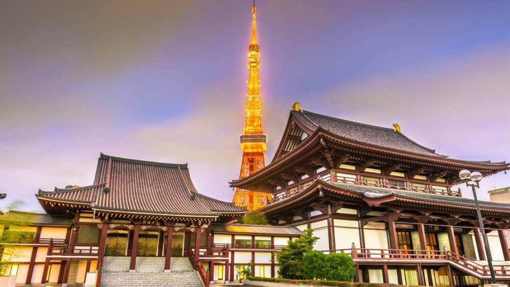 Tokijská věž a chrám