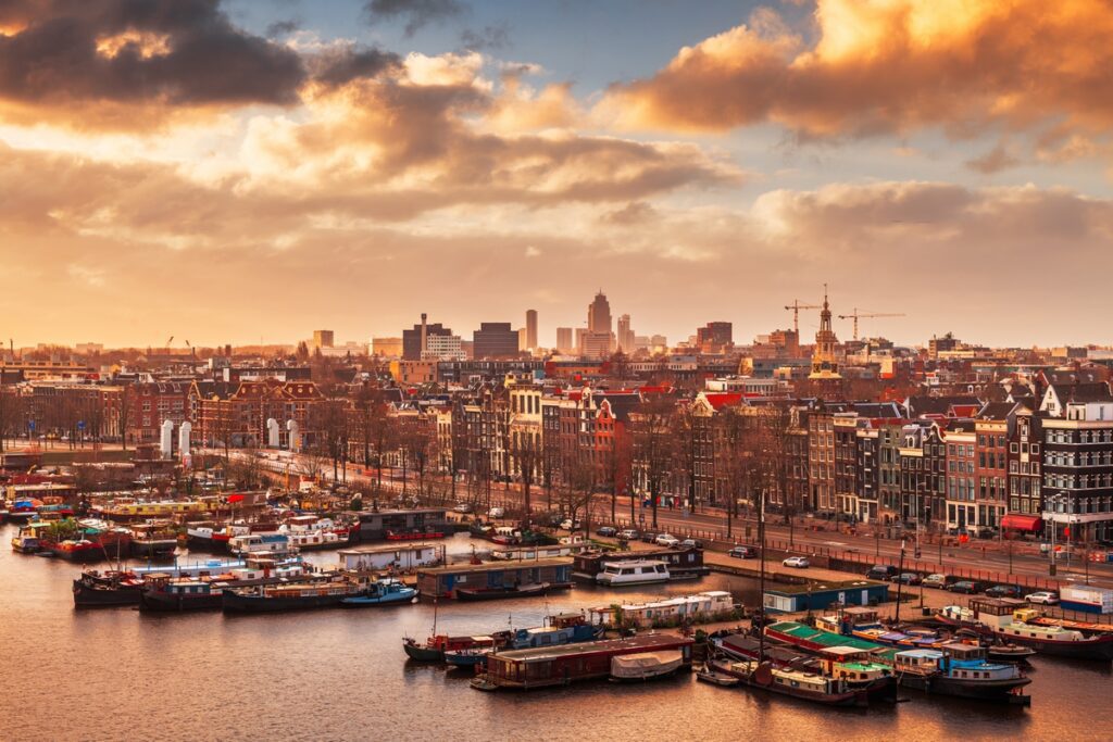 Amsterdam, Netherlands Cityscape and Canals